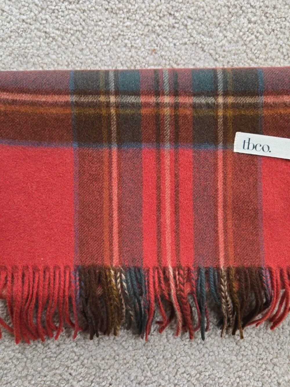 NWOT tbco Red Plaid Scarf Lambswool - Picture 11 of 12